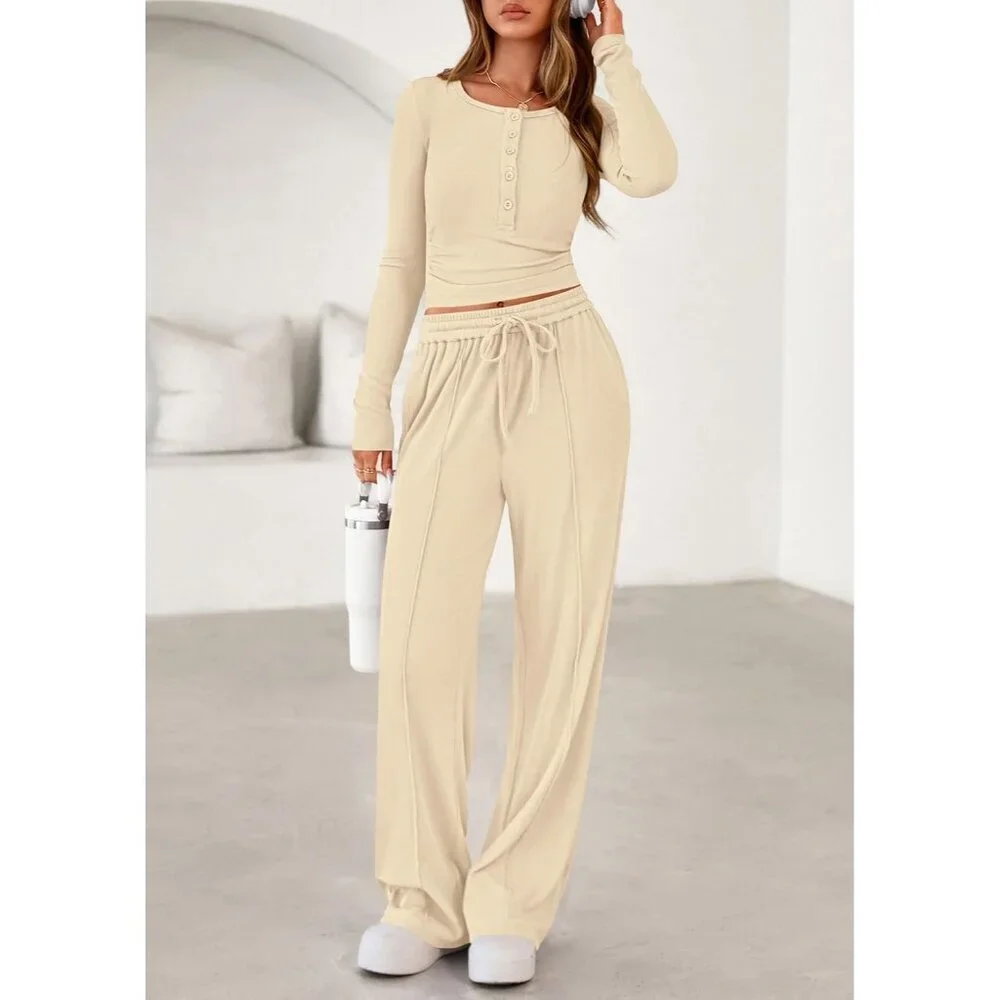 Women's 2 Piece Lounge Set Polyester Blend Fall Casual Matching Outfit